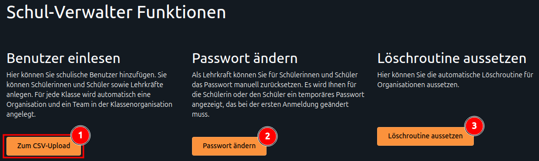 Optionen des Schulverwalters